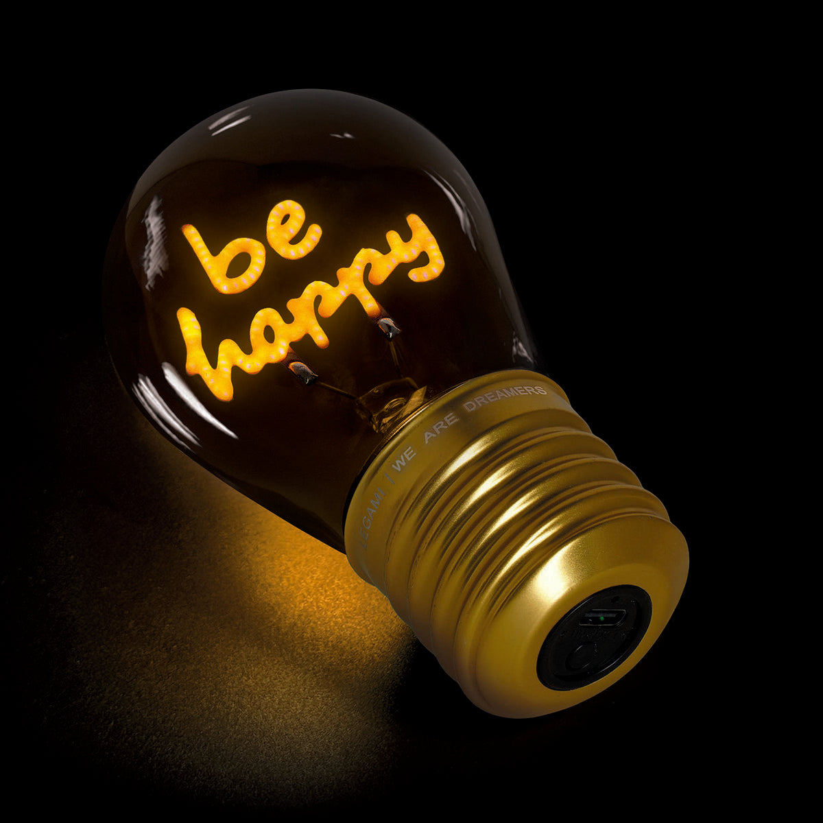 Legami - Lámpara de Mesa Decorativa con Forma de Bombilla - Sé Feliz - Bulb Fiction