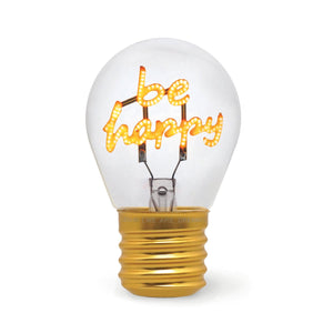 Legami - Lámpara de Mesa Decorativa con Forma de Bombilla - Sé Feliz - Bulb Fiction