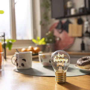 Legami - Lámpara de Mesa Decorativa con Forma de Bombilla - Sé Feliz - Bulb Fiction