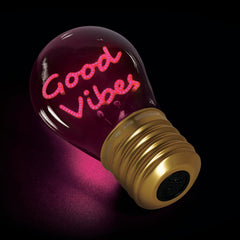 Legami - Lámpara de Mesa Decorativa con Forma de Bombilla - Good Vibes - Bulb Fiction
