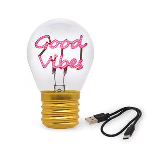 Legami - Lámpara de Mesa Decorativa con Forma de Bombilla - Good Vibes - Bulb Fiction