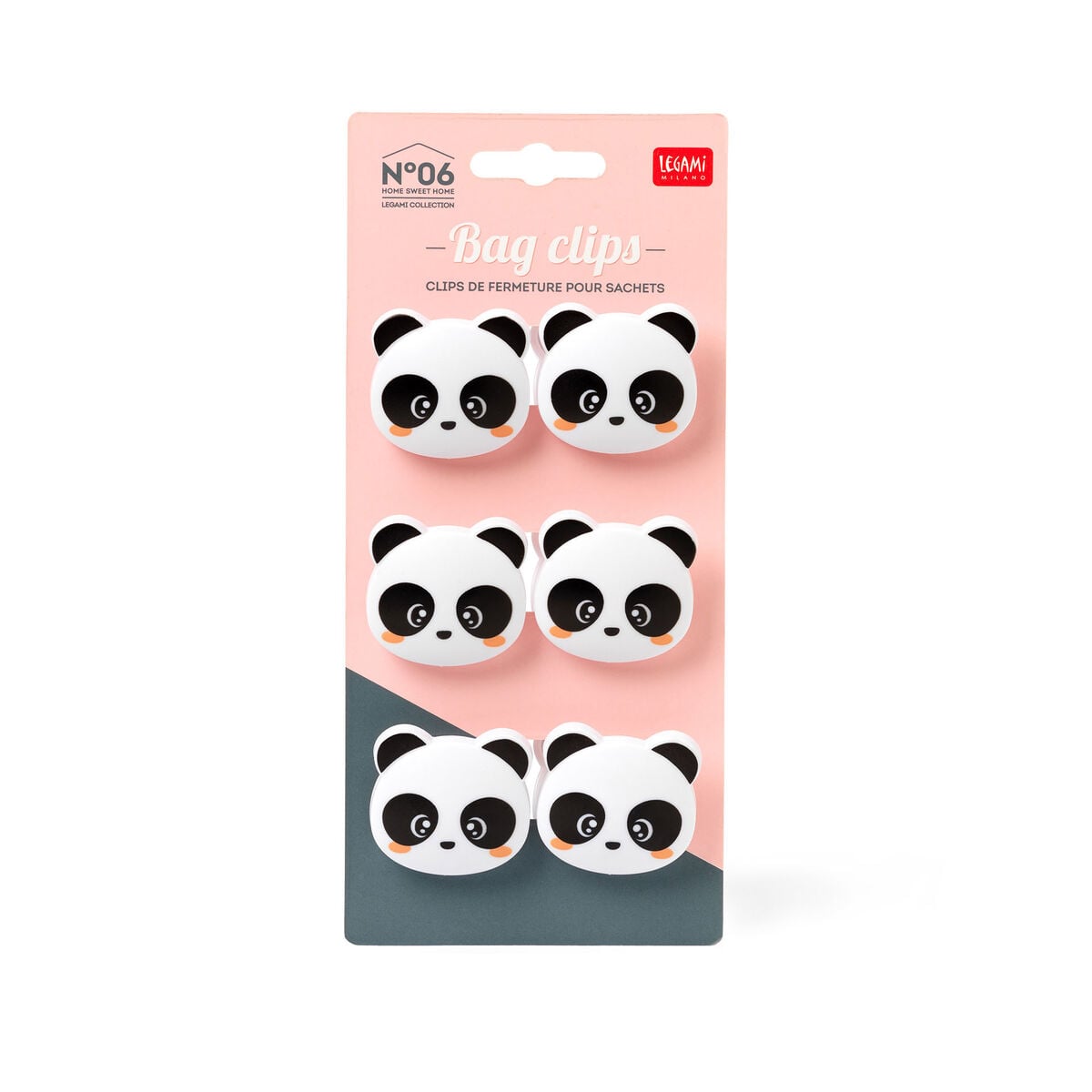 Legami - Juego de 6 clips para bolsas - Panda