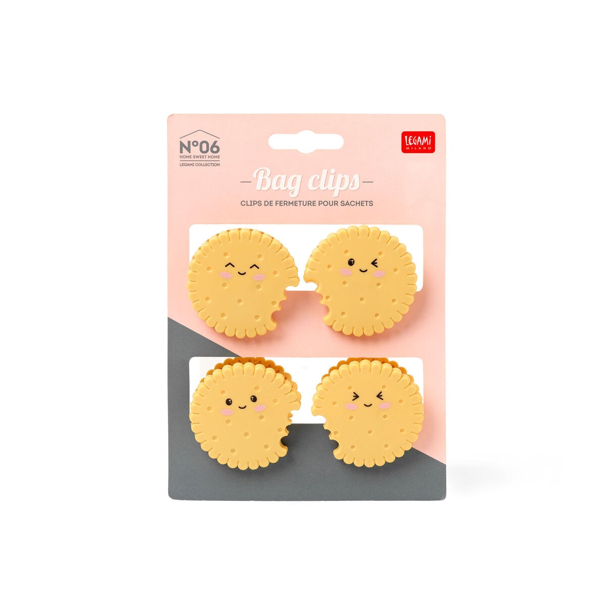 Legami - Juego de 4 pinzas para bolsas - Cookie