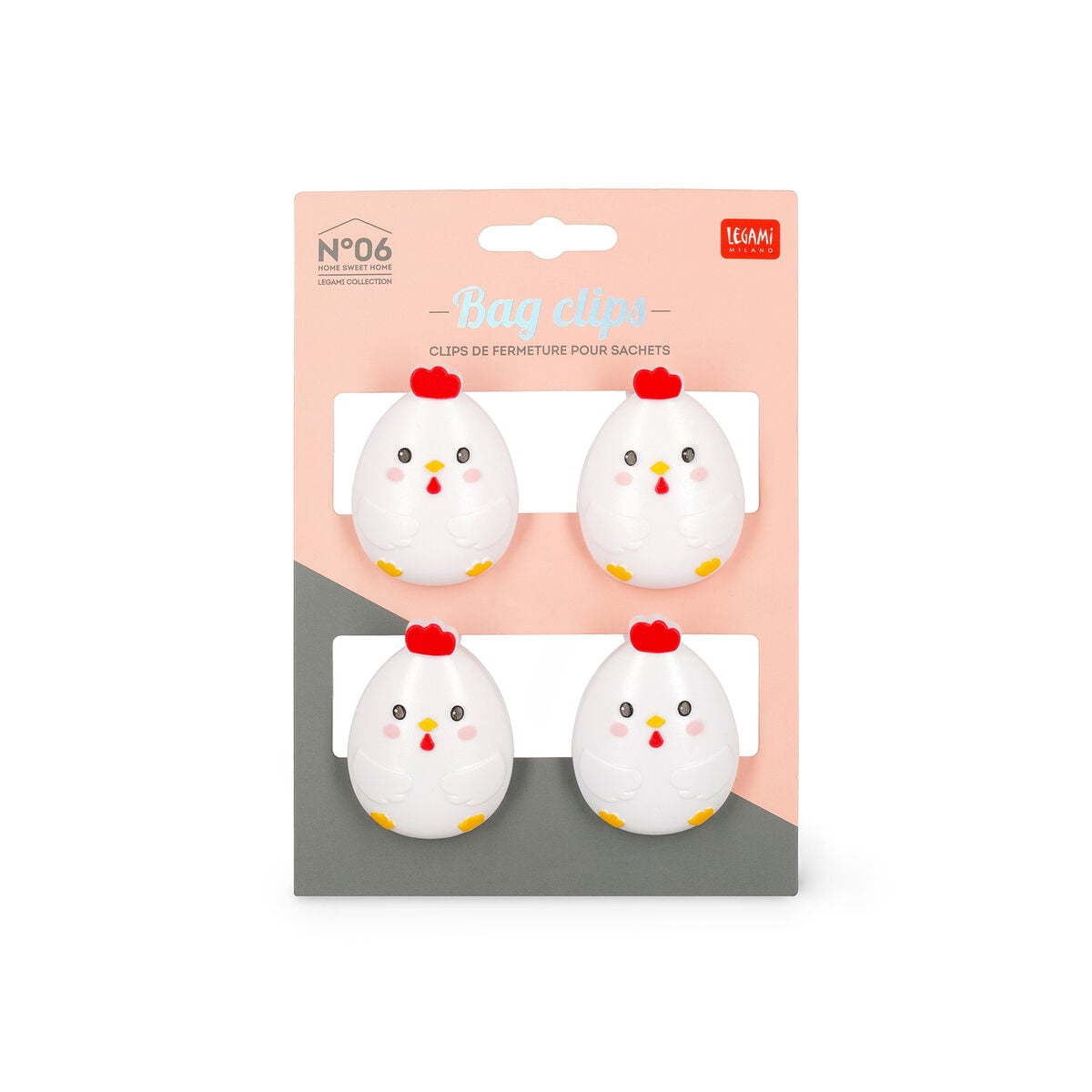 Legami - Set de 4 clips para bolsa - Hen