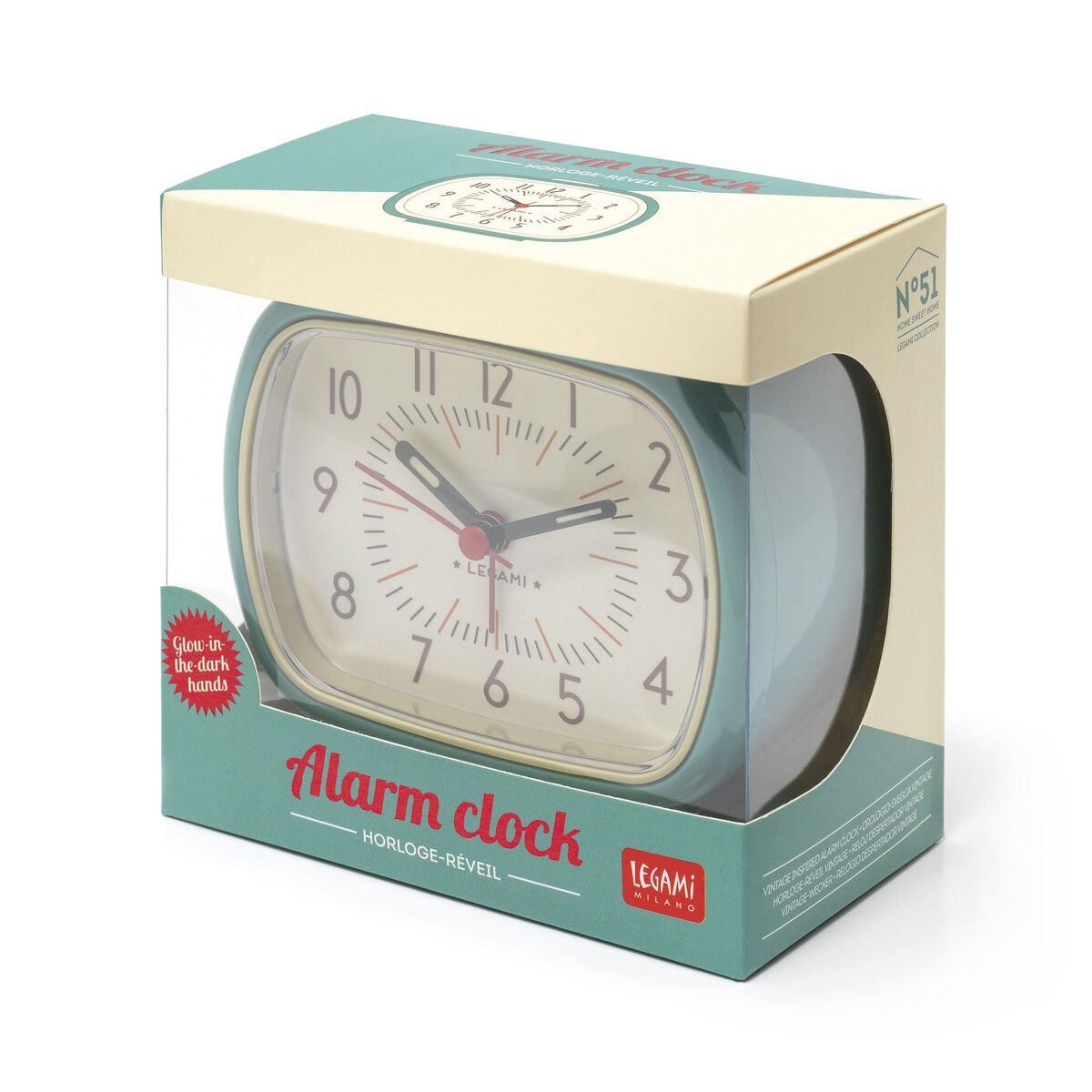 Legami - Despertador de estilo vintage - Aqua - Despertador retro