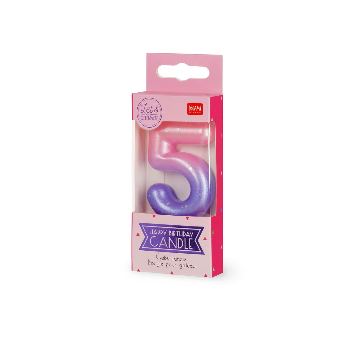 Legami - Vela de Cumpleaños Rosa - 5 - Vela de Feliz Cumpleaños