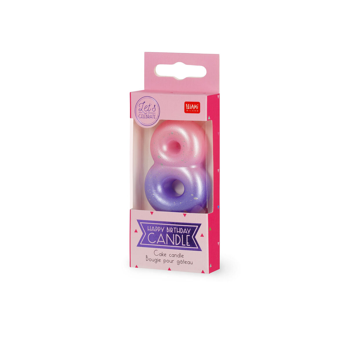 Legami - Vela de Cumpleaños Rosa - 8 - Vela Feliz Cumpleaños