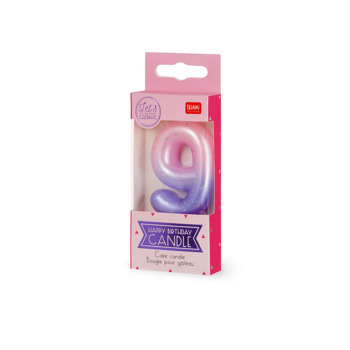 Legami - Vela de Cumpleaños Rosa - 9 - Vela de Feliz Cumpleaños