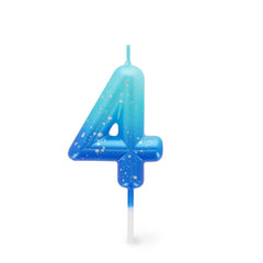 Legami - Blue Cumpleaños Cake Candle - 4 - Feliz Cumpleaños Candle