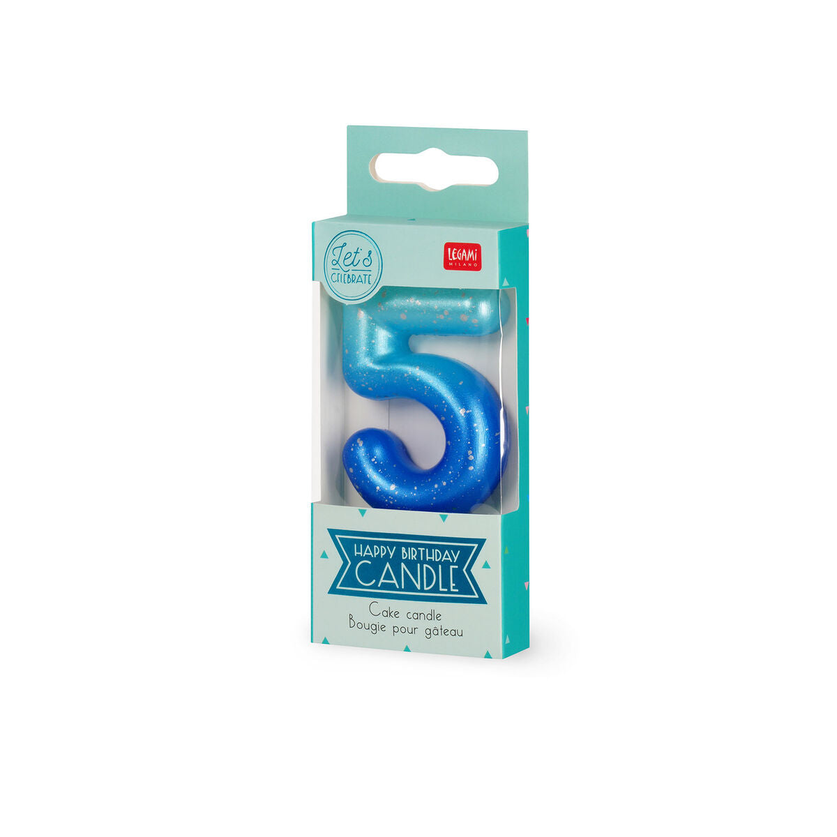Legami - Blue Vela para Pastel de Cumpleaños - 5 - Vela Feliz Cumpleaños