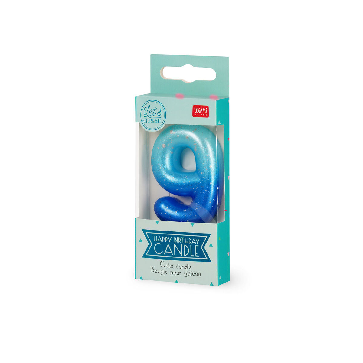 Legami - Vela de cumpleaños azul - 9 - Vela Happy Birthday