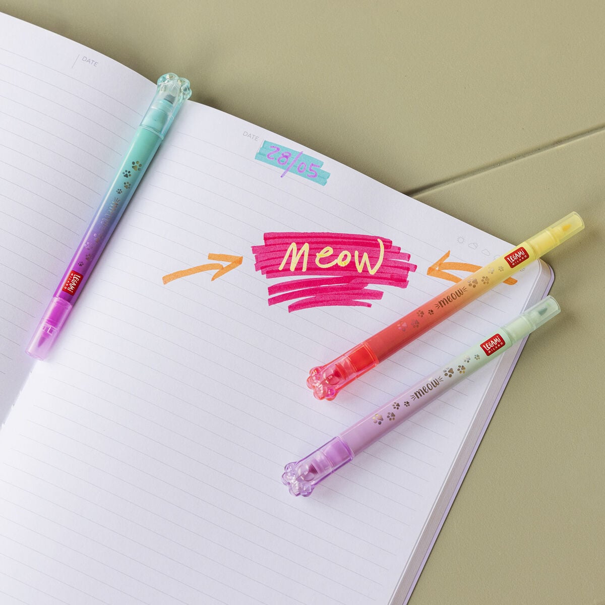 Legami - Set de 6 rotuladores de doble punta para capas - Meow