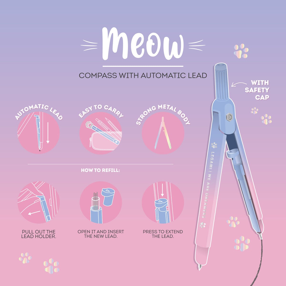 Legami - Portaminas con brújula - Meow