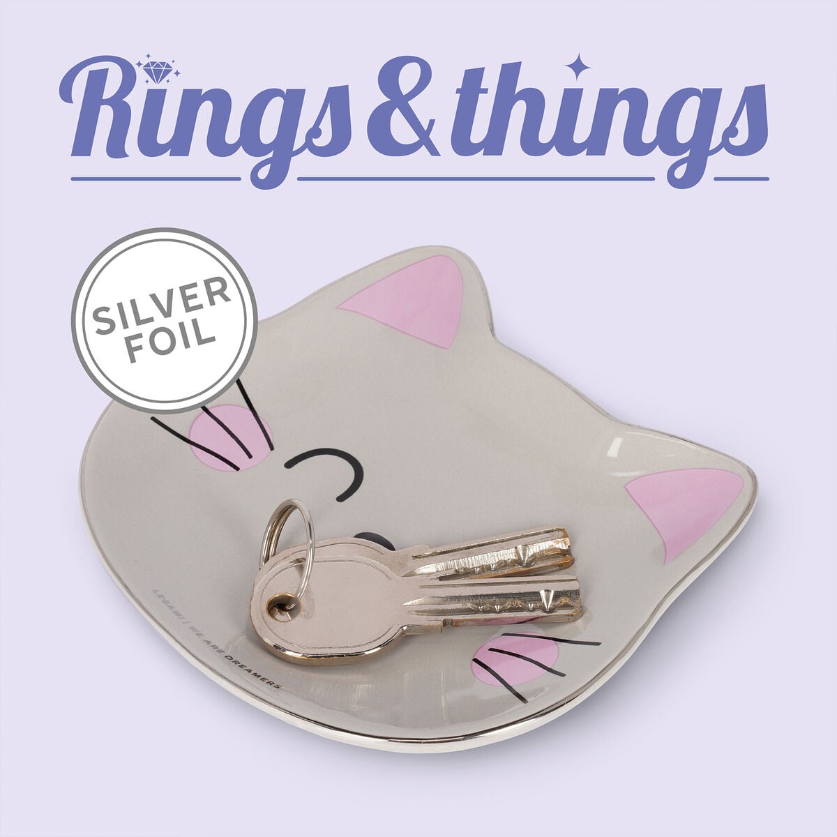 Legami – Bandeja de cerámica decorada a mano – Gato – Anillos y accesorios