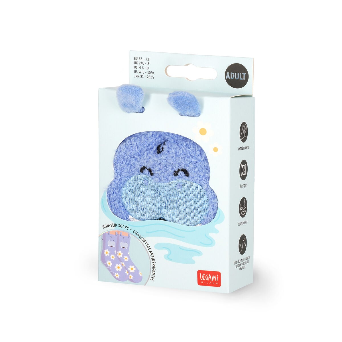 Legami - Calcetines antideslizantes Hippo para adultos - ¡Hacen juego!