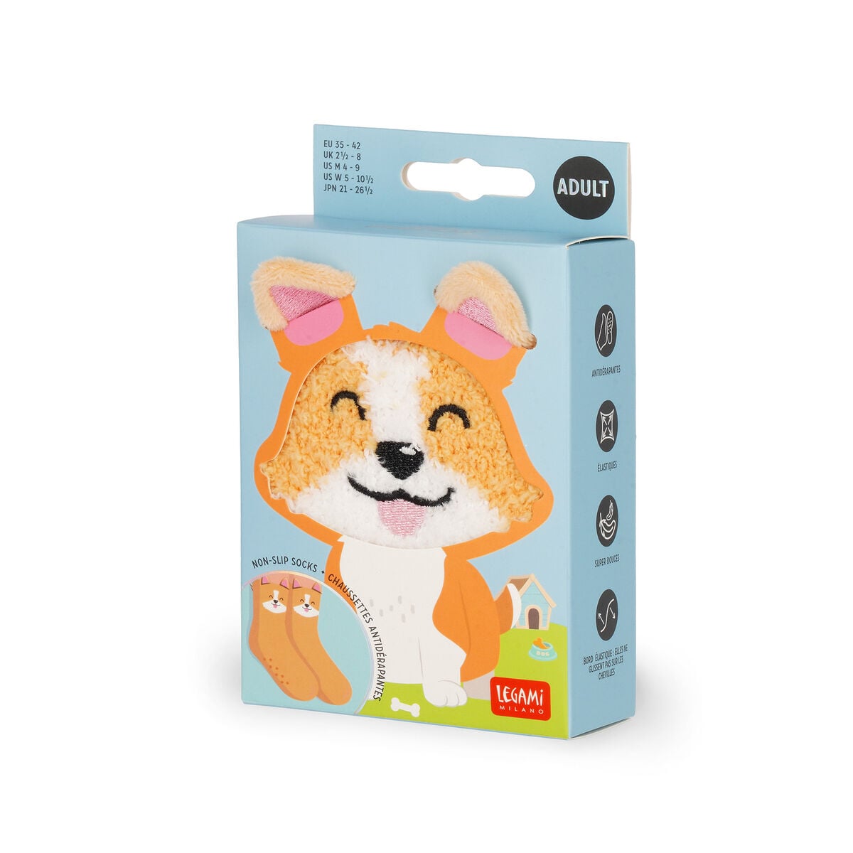 Legami - Calcetines antideslizantes Corgi para adultos - ¡Hacen juego!
