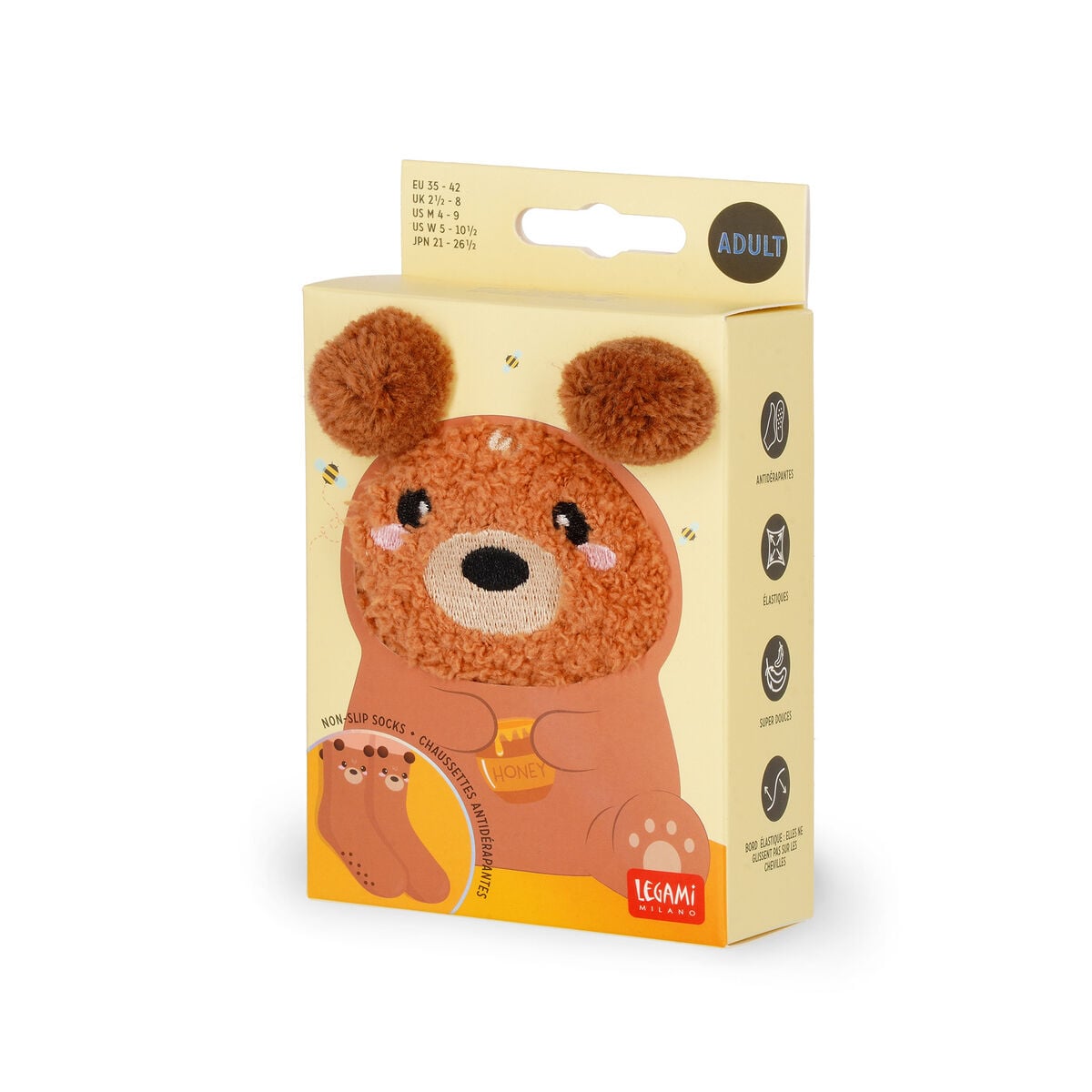 Legami - Calcetines antideslizantes de osito de peluche para adultos - ¡Hacen juego!