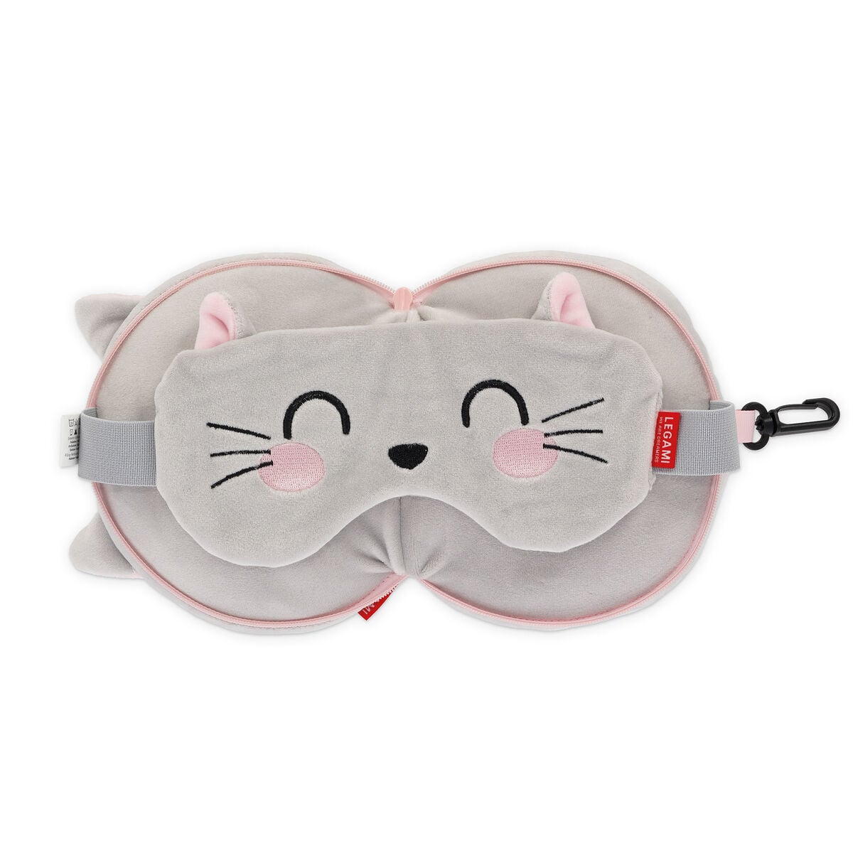 Legami - Almohada de Viaje con Forma de Gato y Antifaz - Mi Compañero de Viaje