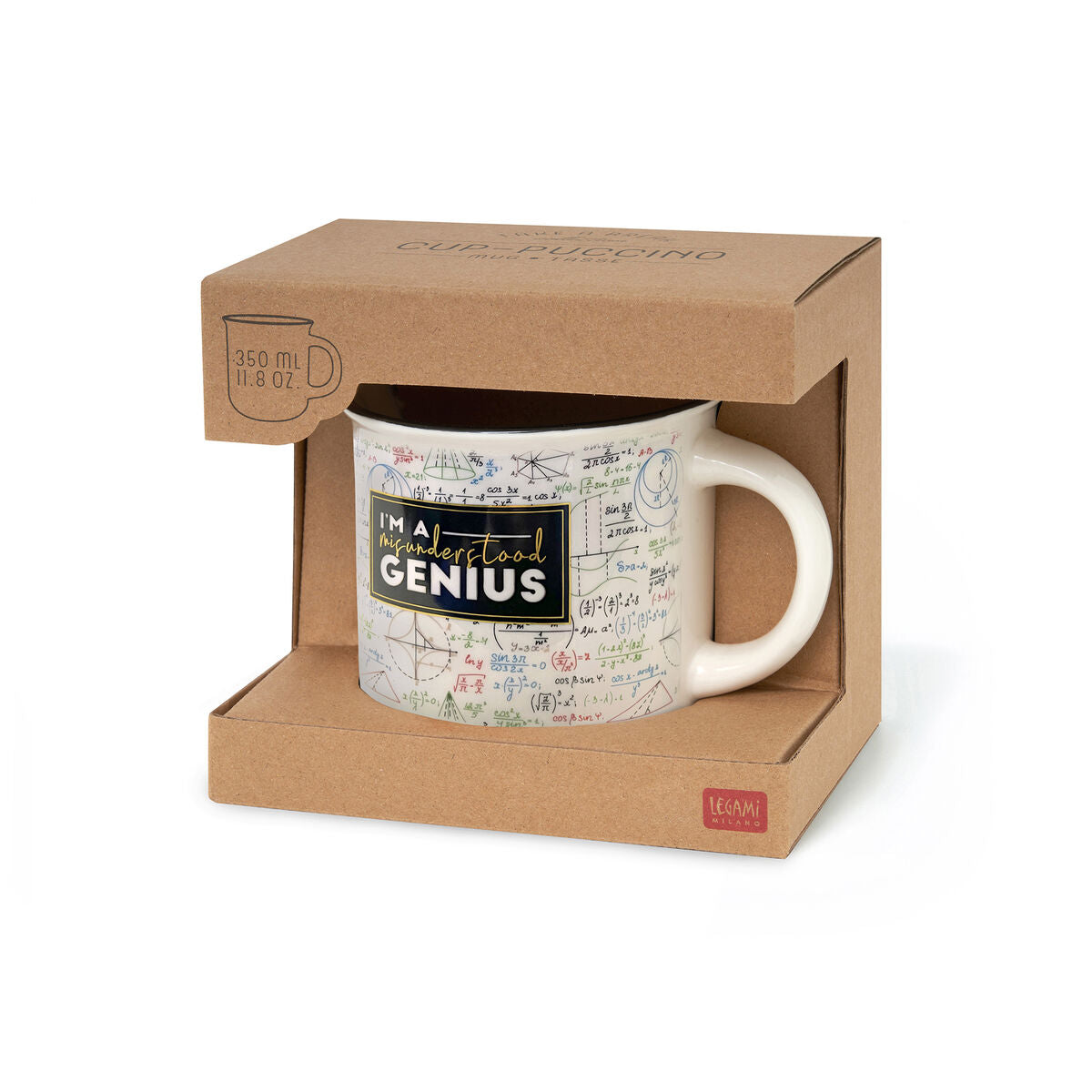 Legami - Taza de porcelana New Bone China con ilustración temática Genius. Capacidad de 350 ml. Ideal como regalo.
