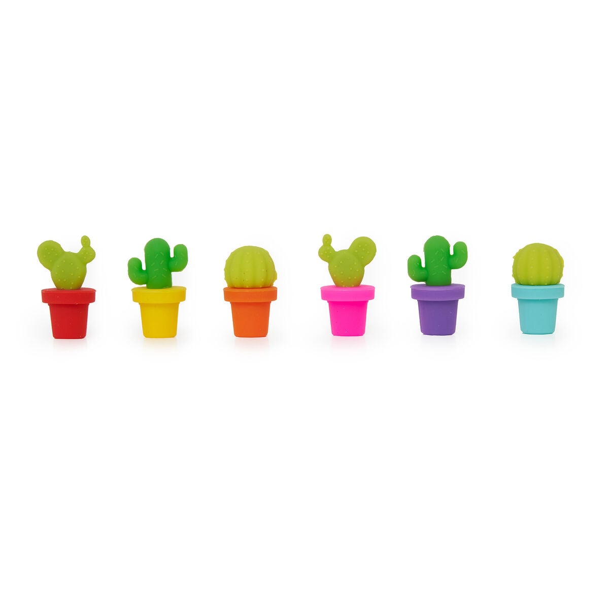 Legami - Juego de 6 Marcadores para Bebidas - Cactus Multicolor - ¡Fiesta!