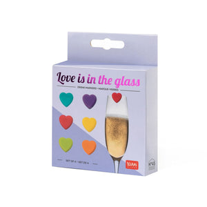 Legami - Set de 6 marcadores de copas - Corazón - ¡El amor está en el cristal!