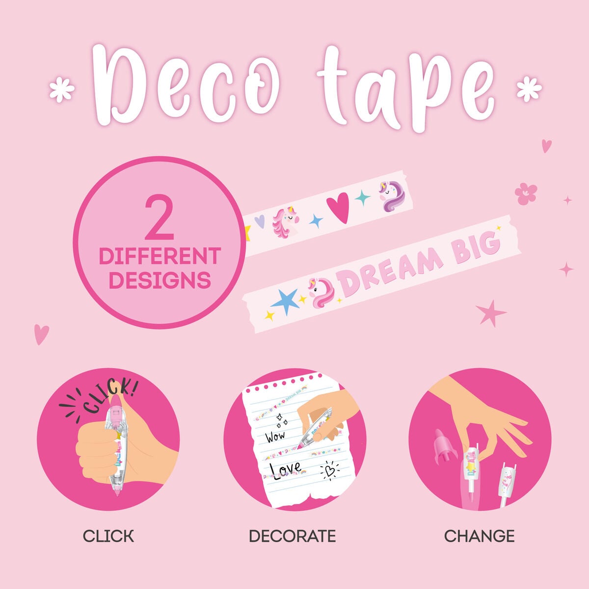 Legami - Unicornio - Lápiz con cinta decorativa - Deco Tape