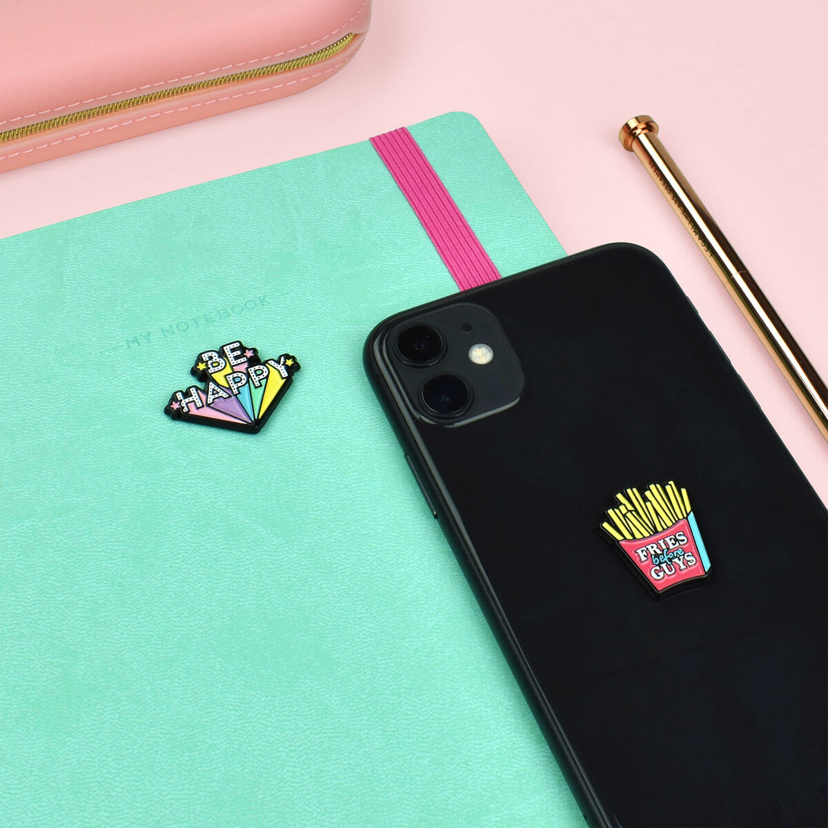 Legami - Set de 2 pegatinas de metal Be Happy - Cutie