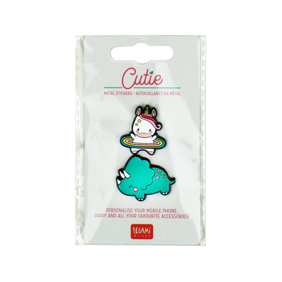 Legami - Set de 2 pegatinas metálicas Unicornio + Rinoceronte - Monada