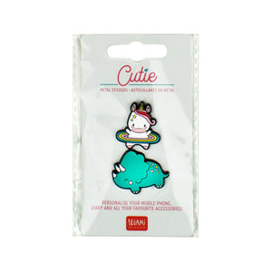 Legami - Set de 2 pegatinas metálicas Unicornio + Rinoceronte - Monada