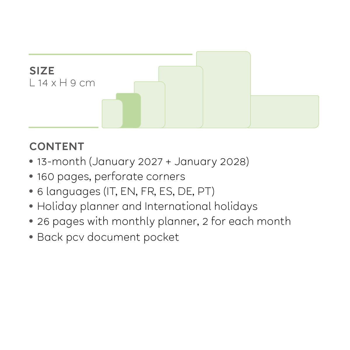 Legami - Agenda Semanal Horizontal Pequeña de 13 Meses 2027 - Cosmic Lilac