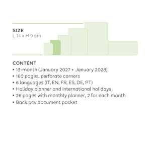Legami - Agenda Semanal Horizontal Pequeña de 13 Meses 2027 - Azul Ecléctico