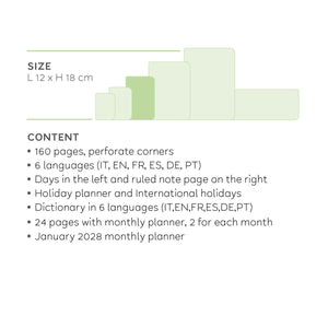 Legami - Agenda semanal mediana de 12 meses con cuaderno 2027 - Shades Green
