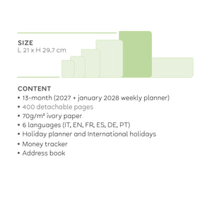 Legami - Agenda Diaria Maxi 13 Meses 2027 - Raspberry Jam