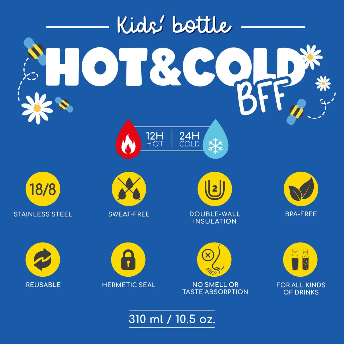 Legami - Botella de vacío para niños - Osito - Hot&Cold BFF