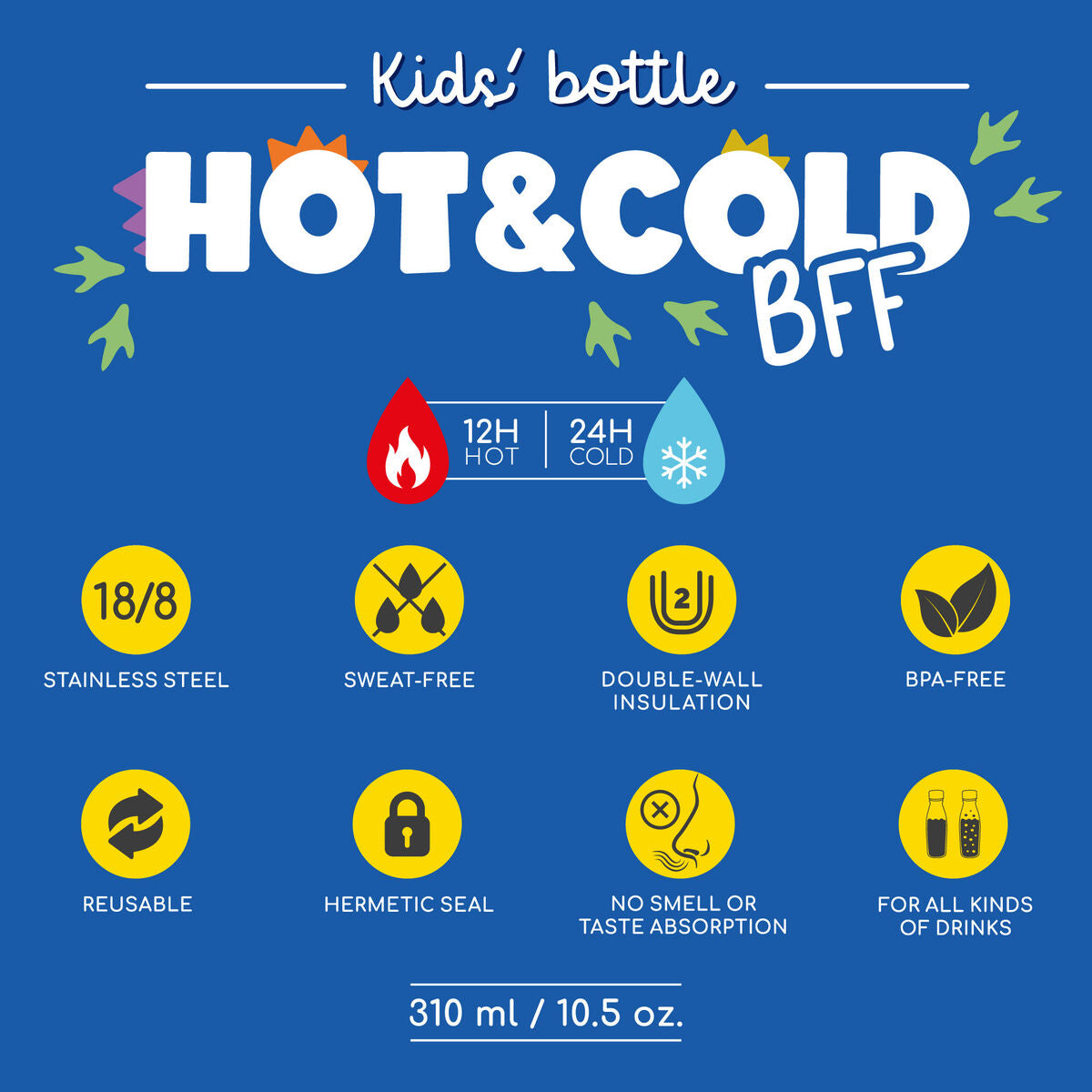 Legami - Botella de vacío para niños - Dino - Hot&Cold BFF