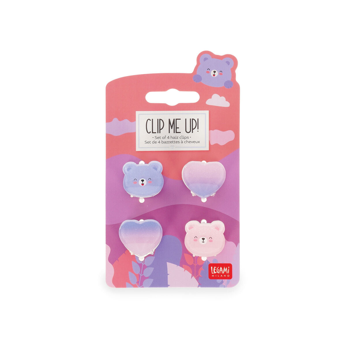 Legami - Set de 4 Mini Pinzas para el Pelo Teddy - ¡Clip me up!