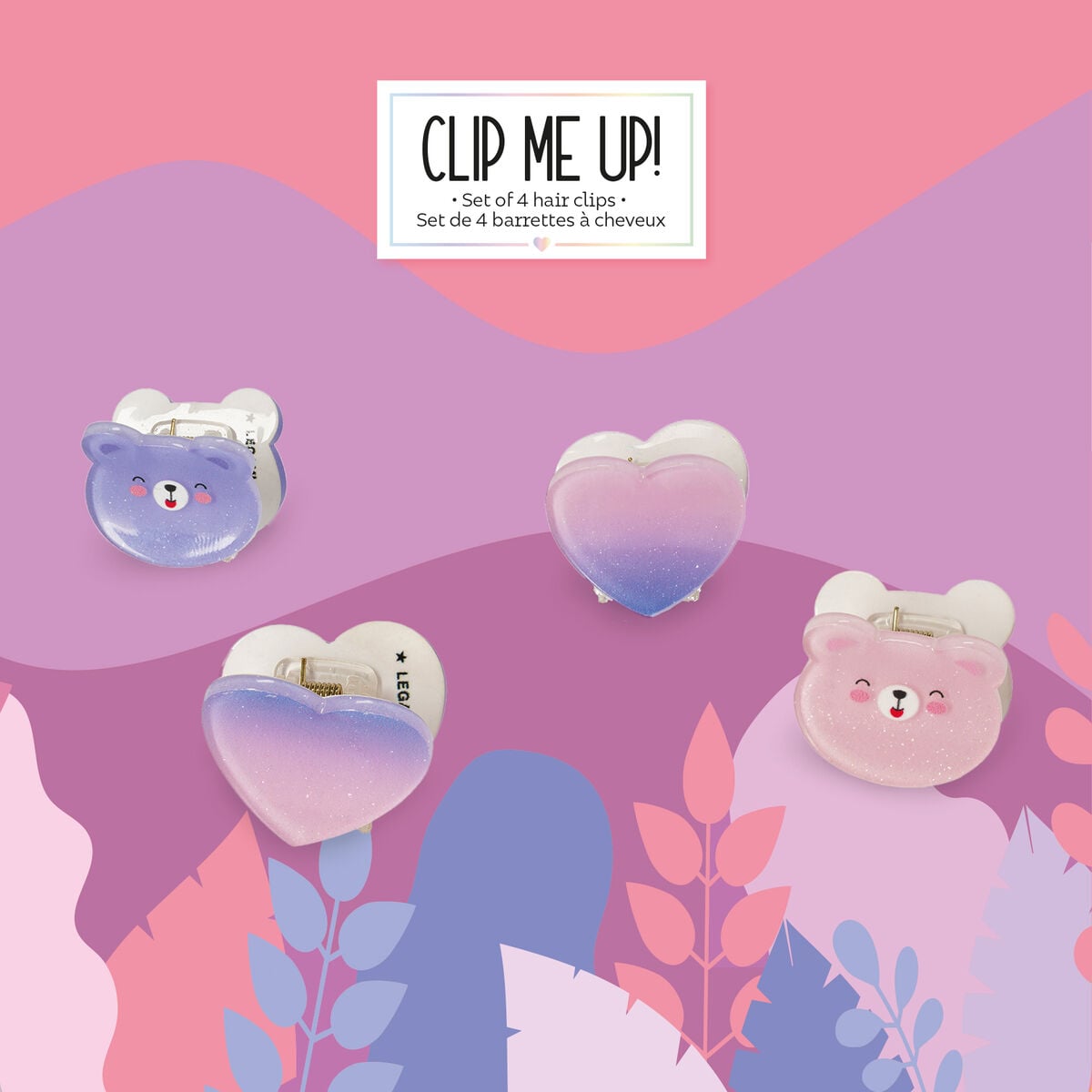 Legami - Set de 4 Mini Pinzas para el Pelo Teddy - ¡Clip me up!