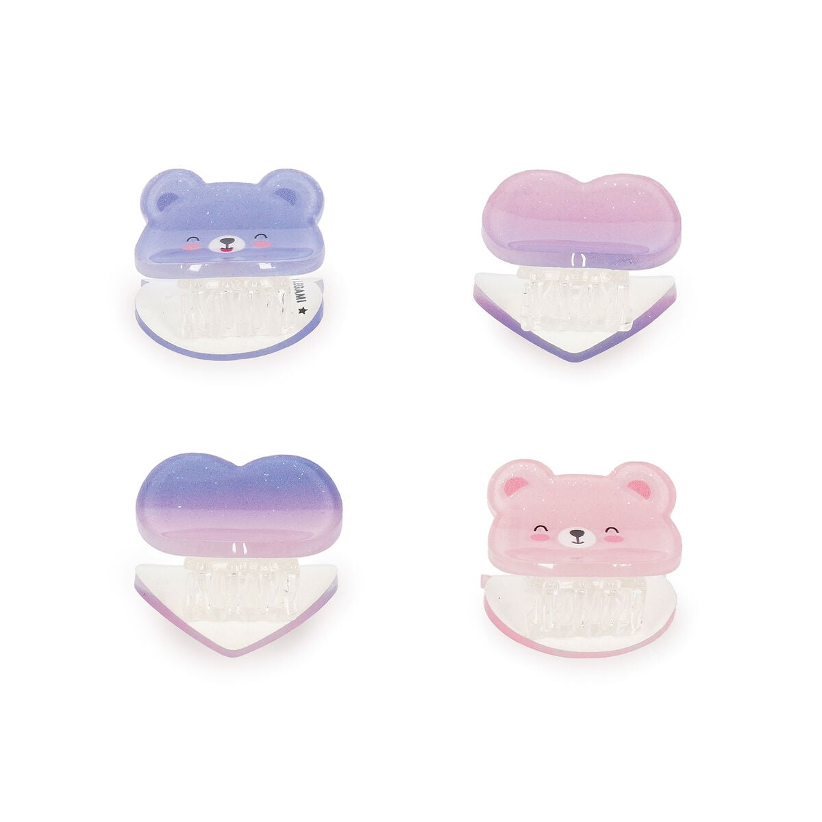 Legami - Set de 4 Mini Pinzas para el Pelo Teddy - ¡Clip me up!