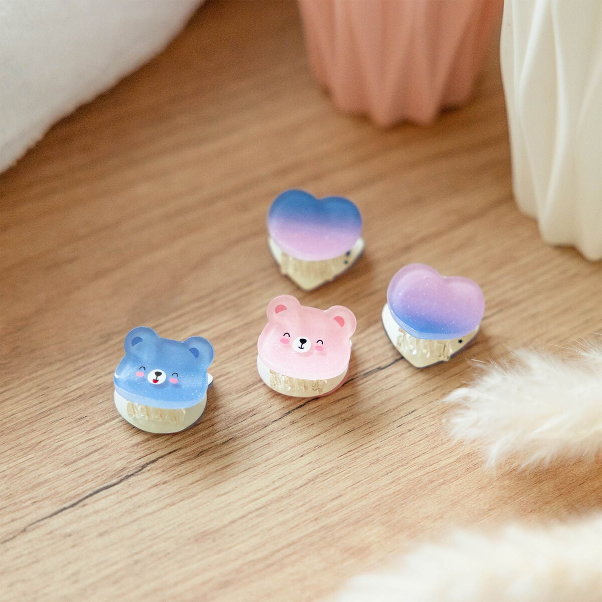 Legami - Set de 4 Mini Pinzas para el Pelo Teddy - ¡Clip me up!