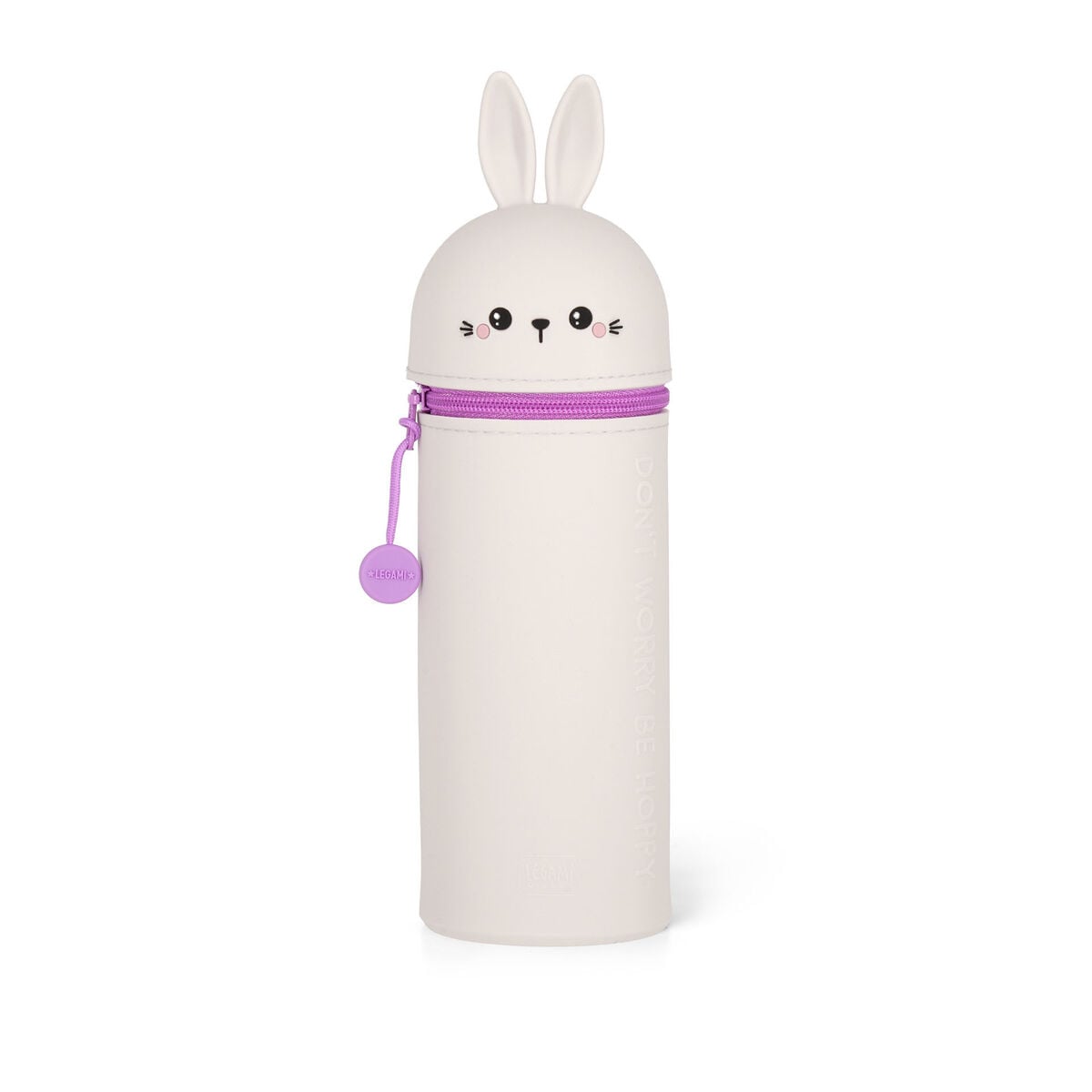 Legami - Conejo "Don't Worry Be Hoppy" Estuche 2 en 1 de silicona para lápices - Kawaii