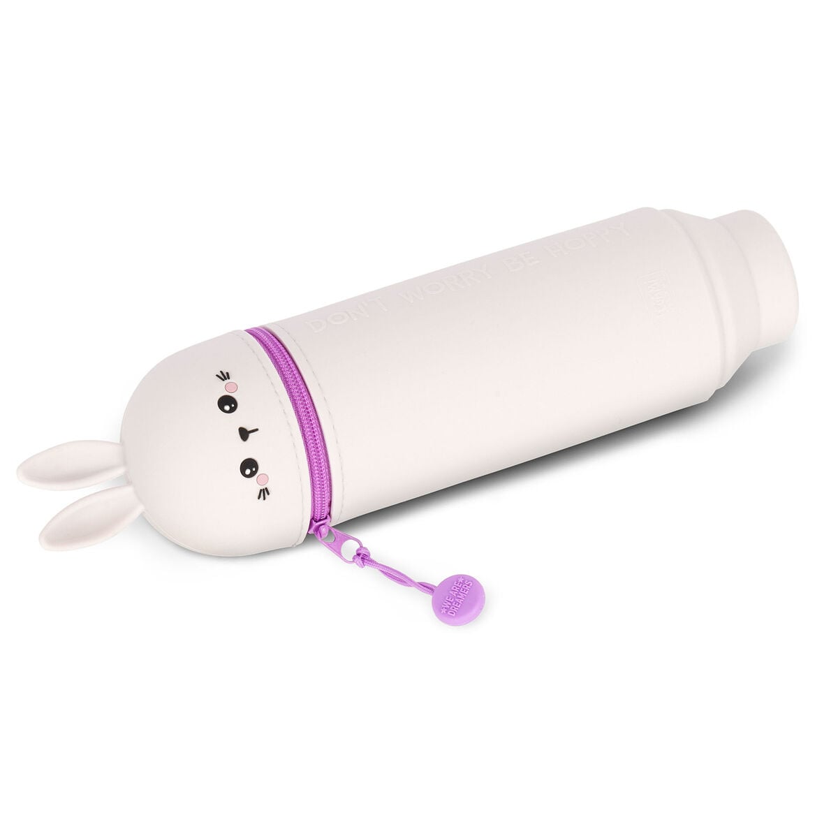 Legami - Conejo "Don't Worry Be Hoppy" Estuche 2 en 1 de silicona para lápices - Kawaii
