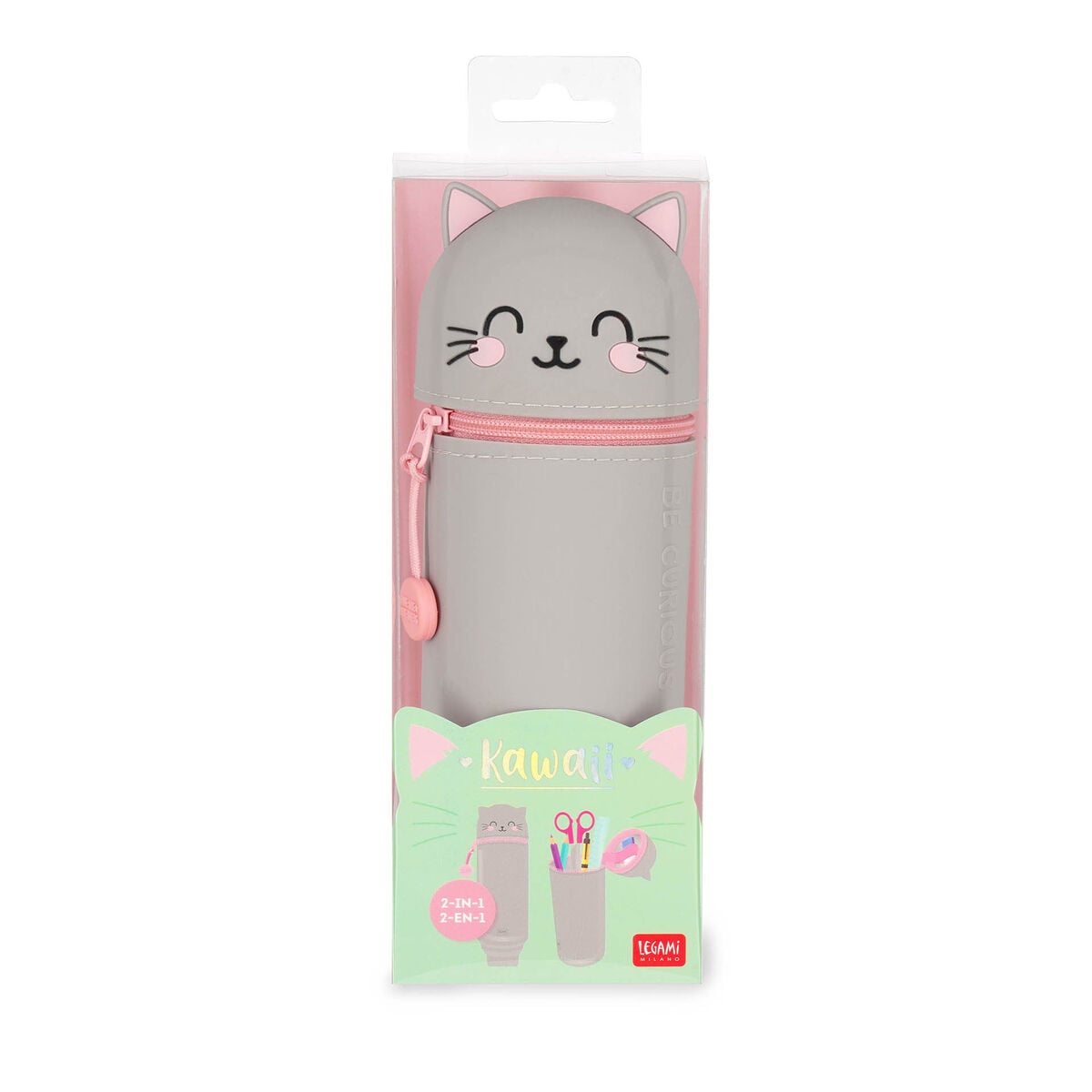 Legami - Kitty "Sé Curioso" Estuche 2 en 1 de Silicona - Kawaii