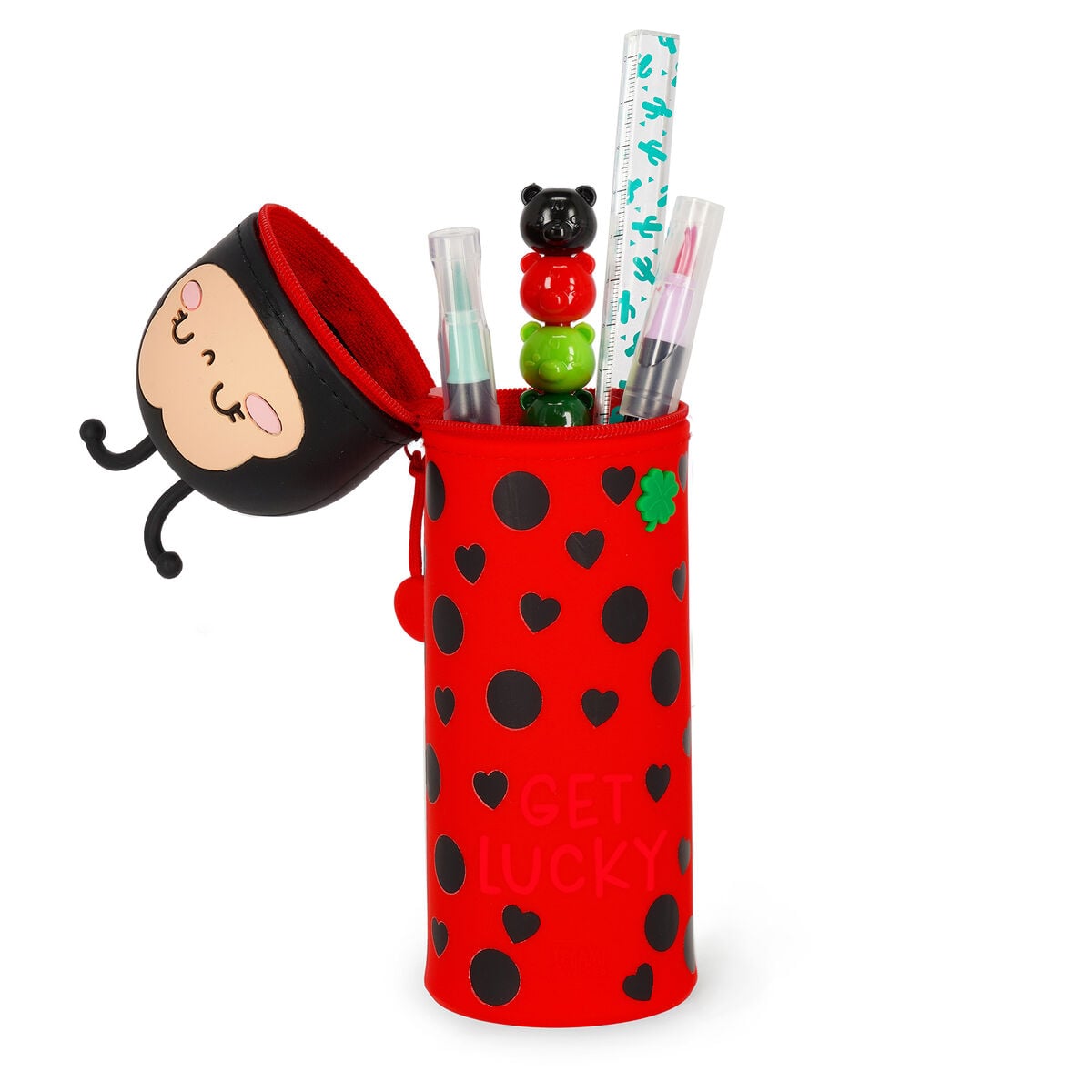 Legami - Mariquita "Trae suerte" Estuche de silicona 2 en 1 - Kawaii