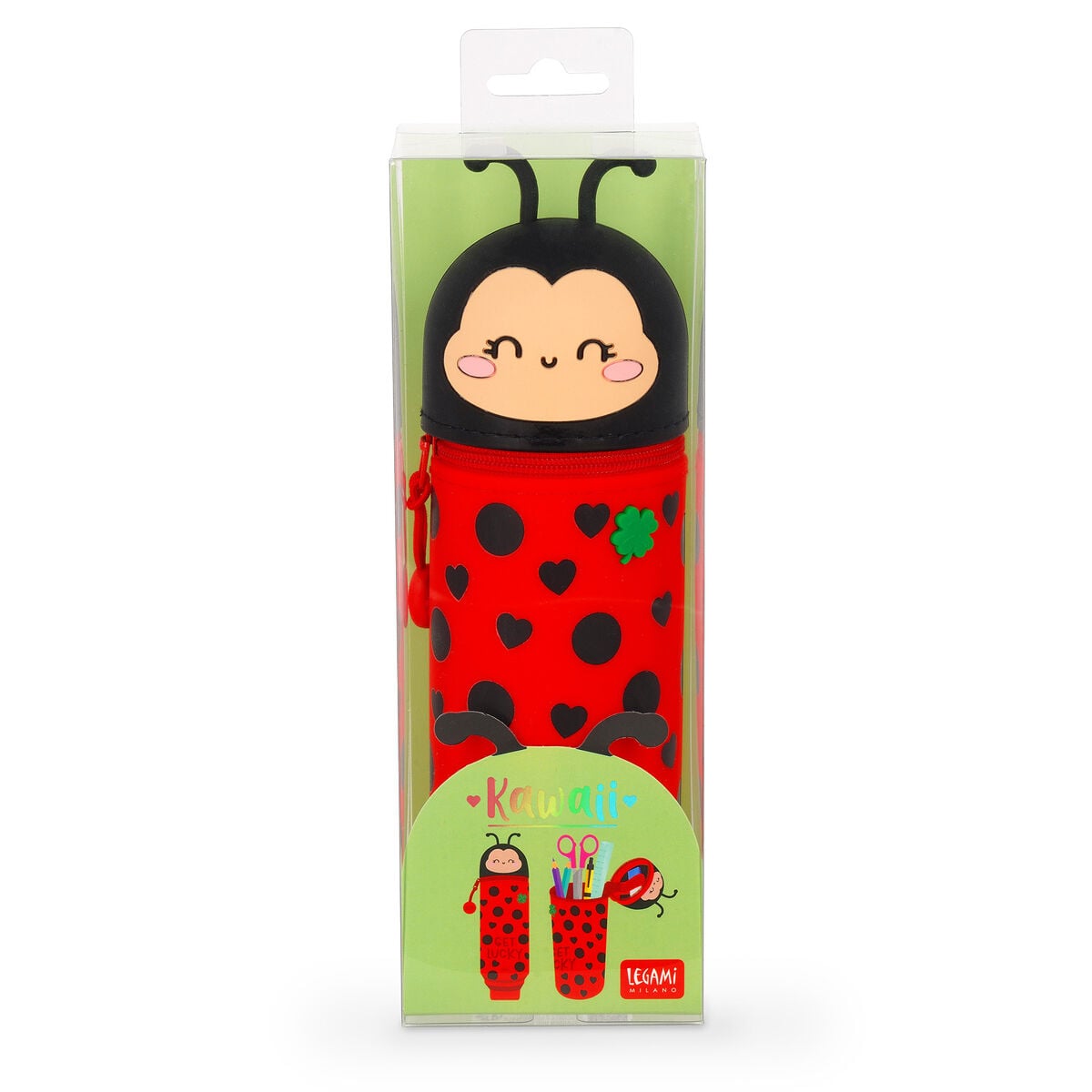 Legami - Mariquita "Trae suerte" Estuche de silicona 2 en 1 - Kawaii