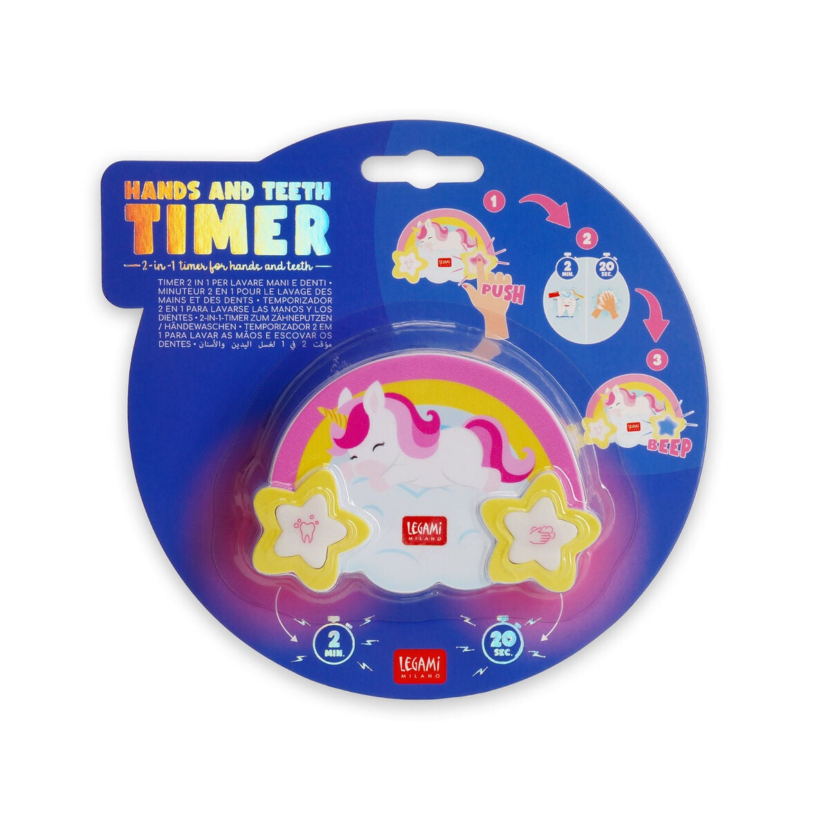 Legami - Temporizador 2 en 1 Lavado de Manos y Cepillado de Dientes - Unicornio - Temporizador de Manos y Dientes