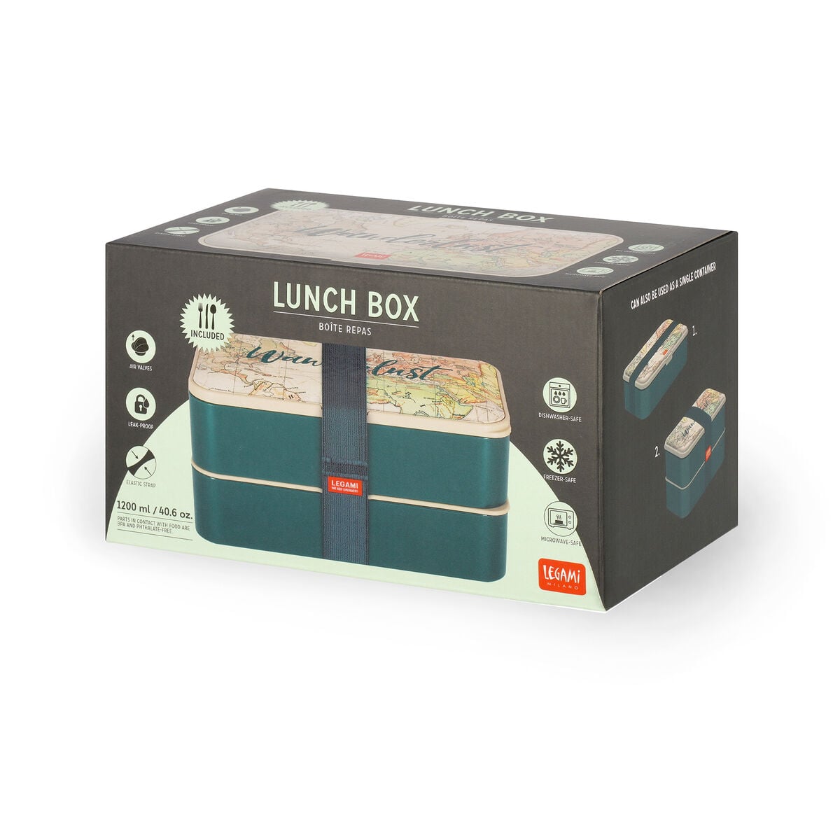 Legami - Fiambrera Bento de 1200 ml - Viajes - Fiambrera Bento
