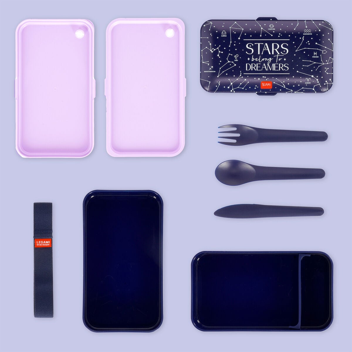 Legami - Fiambrera Bento de 1200 ml - Estrellas - Fiambrera Bento