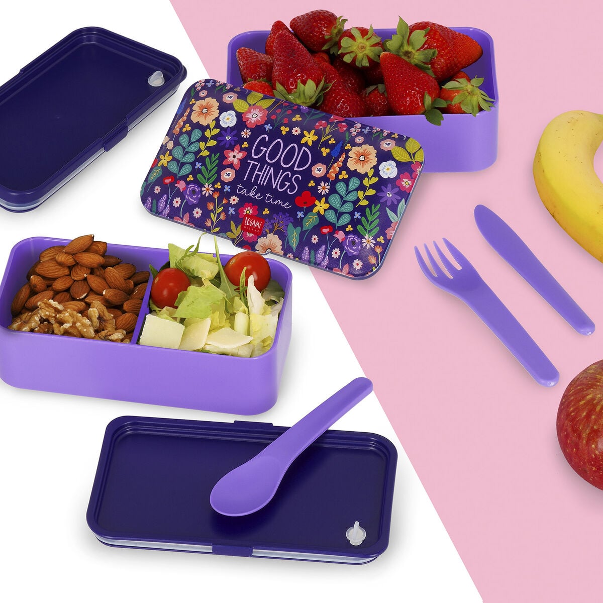 Legami - Fiambrera Bento de 1200 ml - Flores - Fiambrera Bento