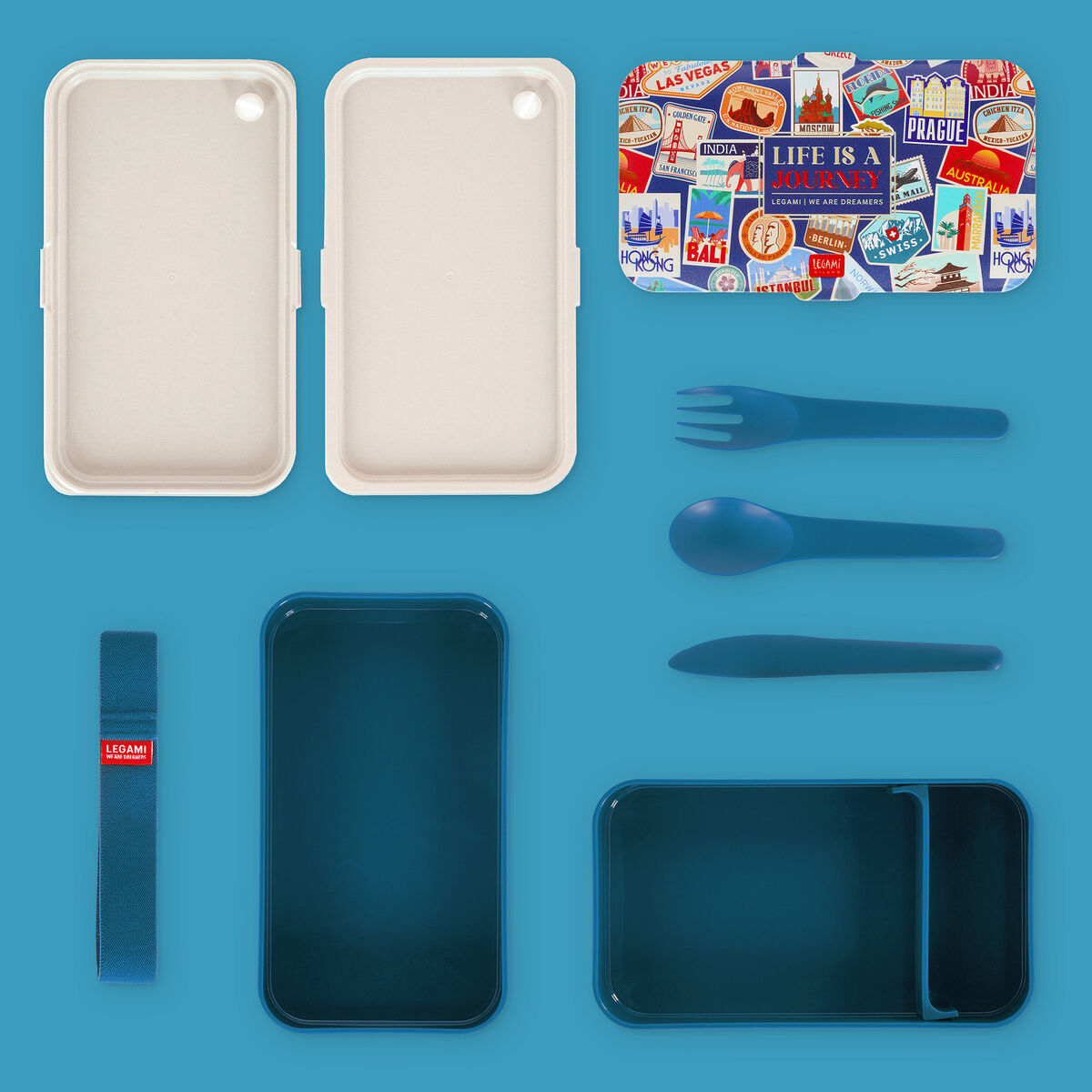 Legami - Fiambrera Bento de 1200 ml - Adhesivos de Viaje - Fiambrera Bento