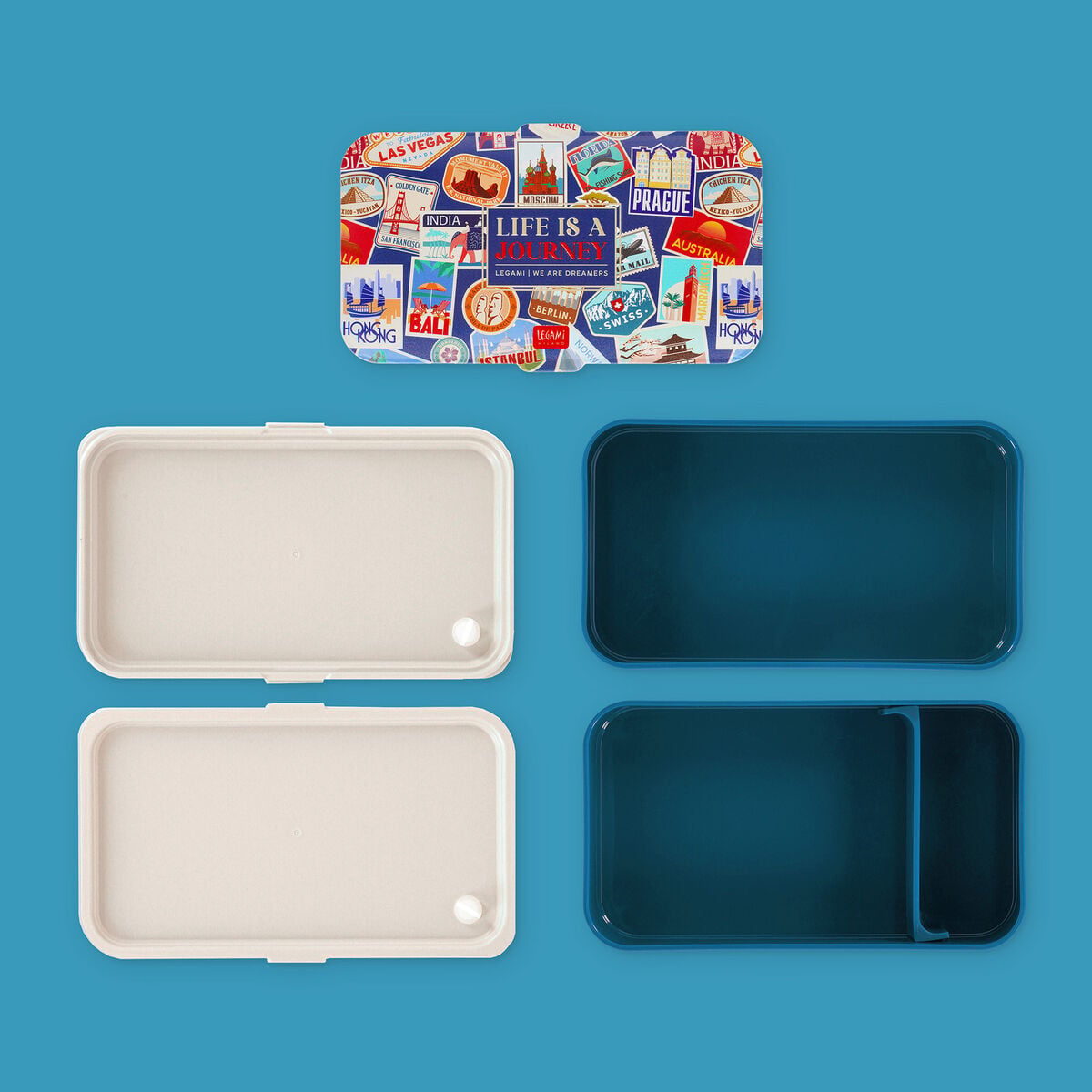 Legami - Fiambrera Bento de 1200 ml - Adhesivos de Viaje - Fiambrera Bento